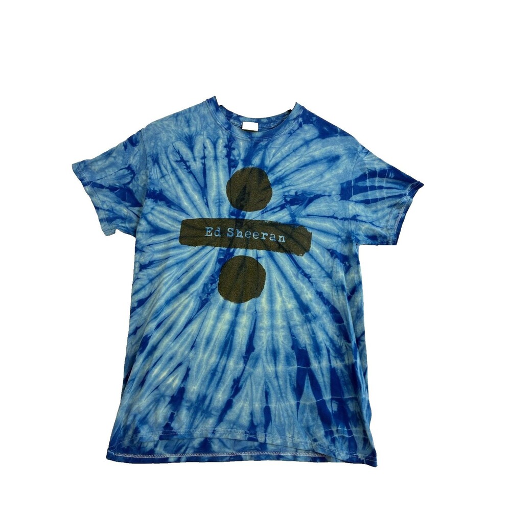 Ed Sheeran Divide T Shirt Men's Medium Blue Tie Dye Graphic Concert Music Tee